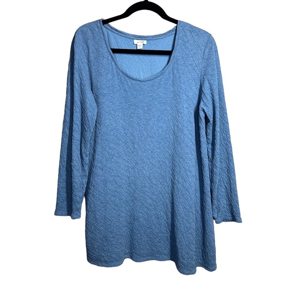 J. Jill Pure Jill 100% Cotton Crinkle Pattern Long Sleeve Tunic Top Blue Size Sm - Picture 5 of 9